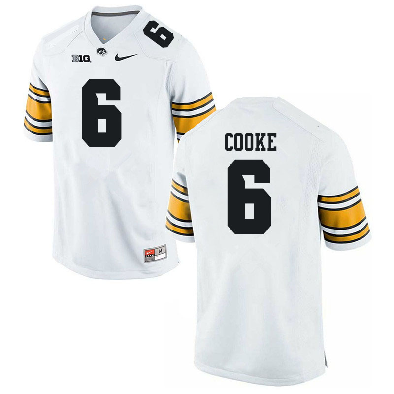 Men #6 Gavin Cooke Iowa Hawkeyes College Football Jerseys Sale-White